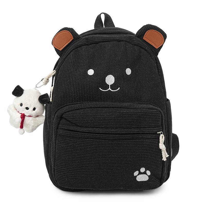 Cute Corduroy Backpack for Women & Girls – Adorable Bear Design Mini Backpack with Paws & Face, Perfect for School, Travel, and Daily Use