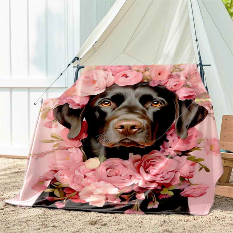 1pc dog pattern blanket, all season lightweight home office outdoor nap multifunctional blanket