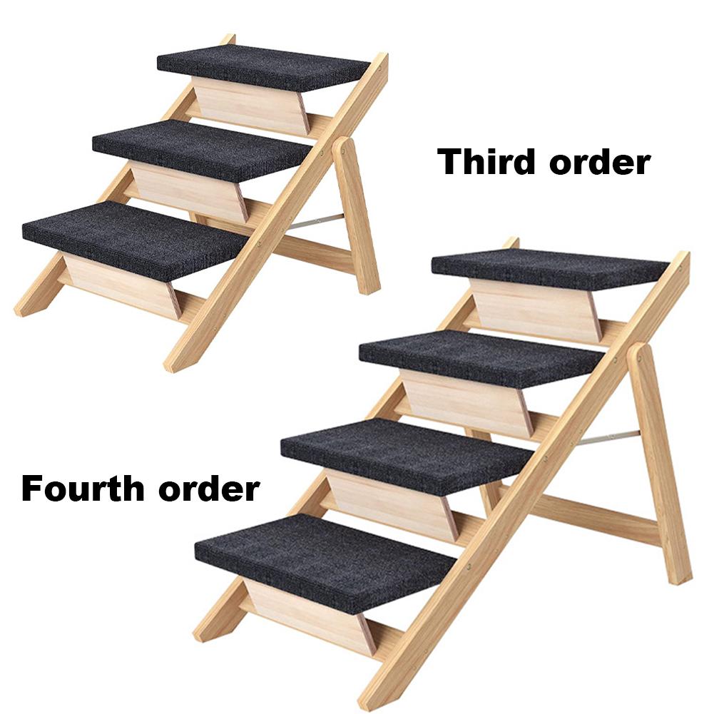 Foldable Outdoor Steps Portable Pet Ladder Versatile Carpeted Ramp Ladder Non-slip Pet Ramp Stair for Indoor Outdoor Pet Toys