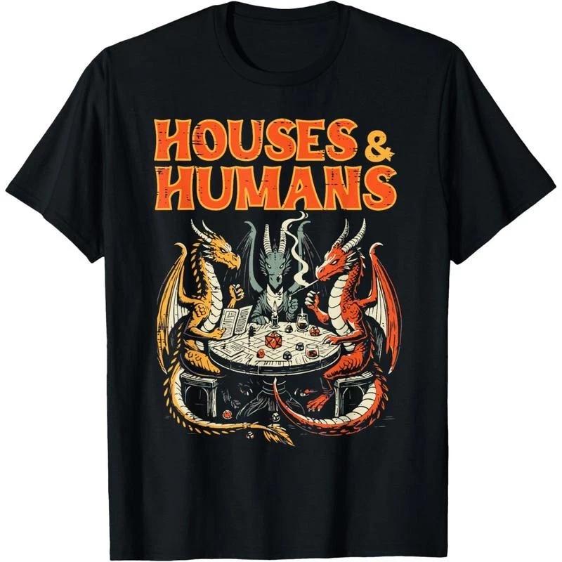Gaming Houses Humans Funny Rpg Parody Gamer Men T-Shirt XXXL