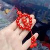 Cinnabar Red Wealth God Car Pendant - Unisex Rearview Mirror Accessory