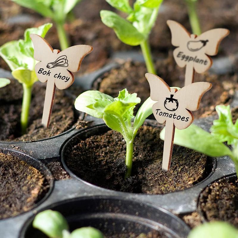 30Pcs /50Pcs Wood Plant Labels Garden Tags with A Marker Pen for Flowers Succulents Decorative Flowers Plant Sign Garden Markers