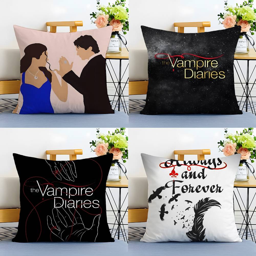 Movie The Vampire Diaries-D Pillow Case Anti-Dustmite Pillowcase Invisible Zipper Silky Short Plush Sofa Cushion Cover