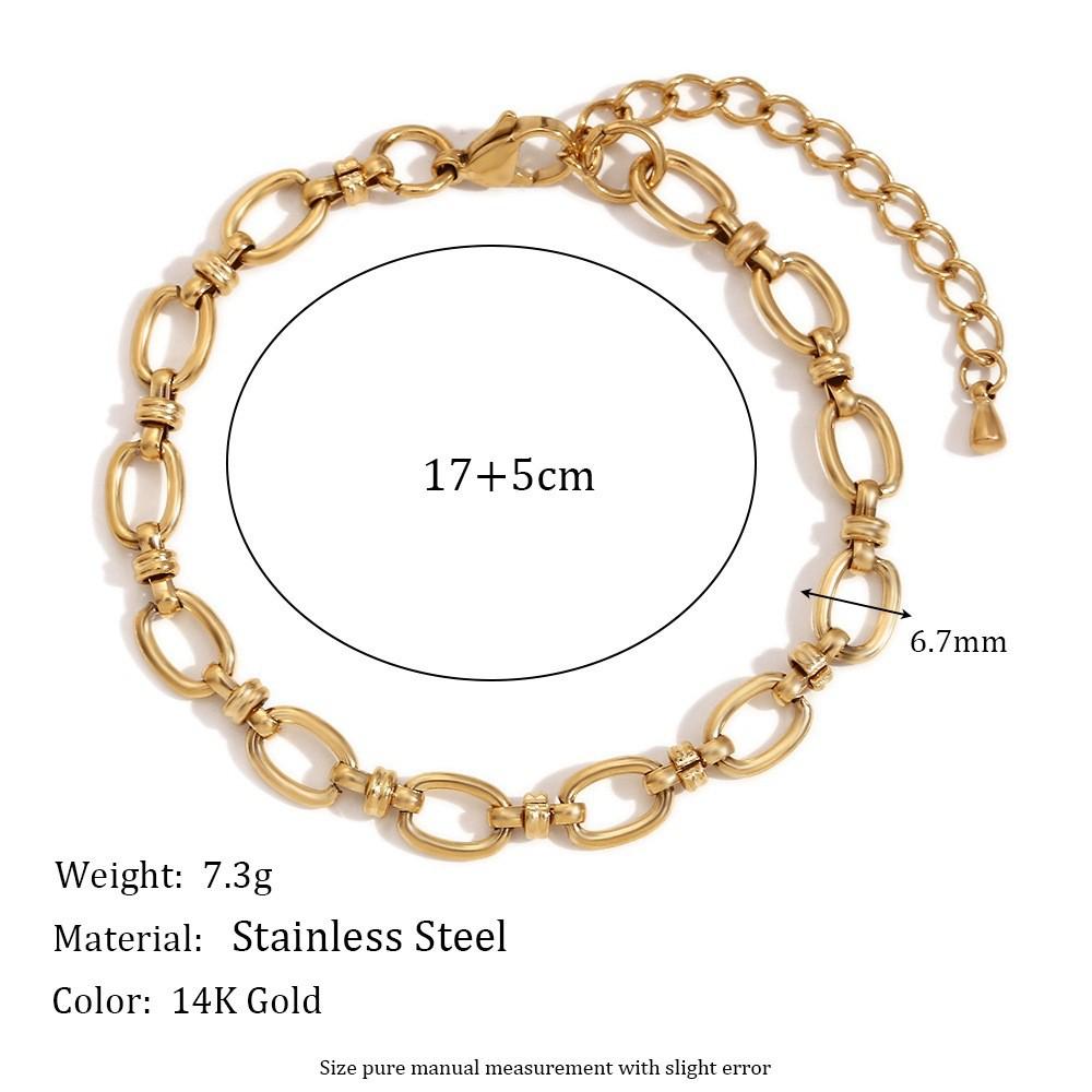 18K Gold-Plated Stainless Steel Paperclip and Rope Chain Bracelet for Women