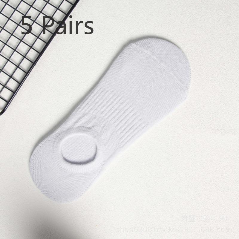 5 Pairs Spring and Summer Fake Invisible Women's Shallow Low Clear Anti-slip Non Drop Heel Solid Colour Casual Short Socks