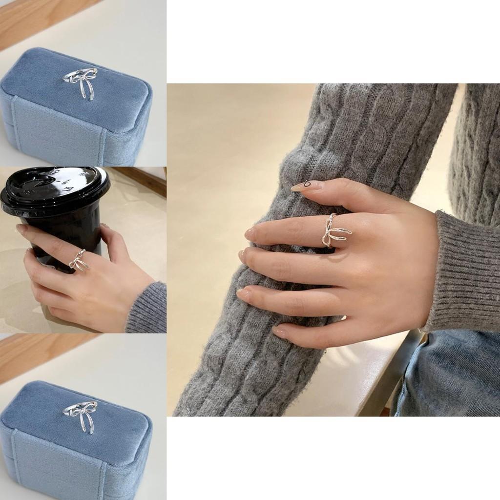 Unique Korean Style Silver Bow Ring For Women Adjustable And Chic 2024 Summer Fashion