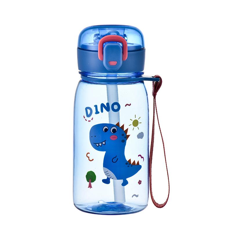 Water bottle new children's small dinosaur straw water cup for boys and girls high value cartoon cute plastic cup portable