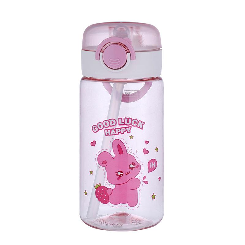 Water bottle cute children's straw cup new high value water cup summer high temperature resistant plastic cup students portable
