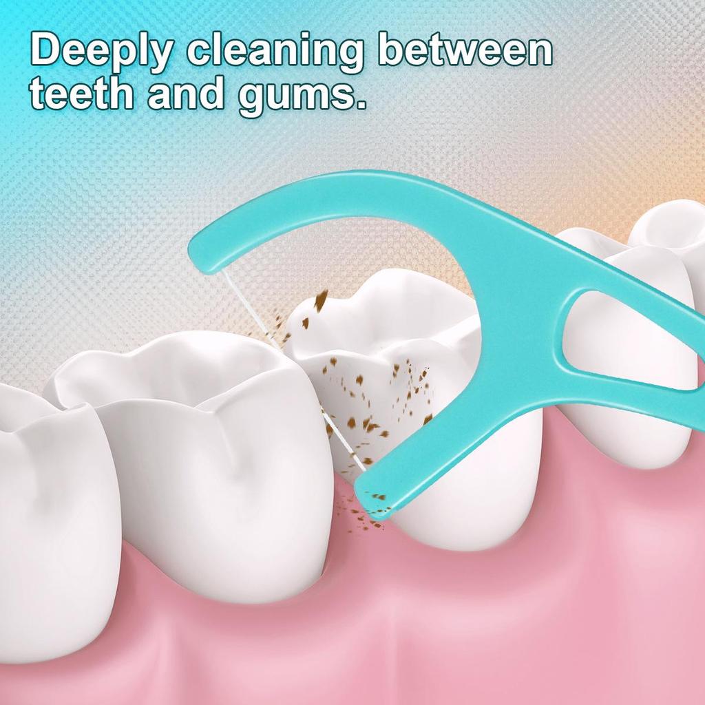 Mint-Flavored High-Tensile Polymer Floss Picks - Bow-Shaped, Fine, Smooth, Large-Mouth Plastic Toothpicks