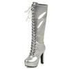 Fashion Women's Winter High Boots Shoes Platform Knee High Boot Patent Gold Silver Heeled Long Party Dance Shoes Lady Large Size 48