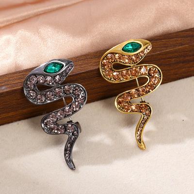 Zodiac Snake High-end Retro Animal Crystal Snake Accessories Brooch