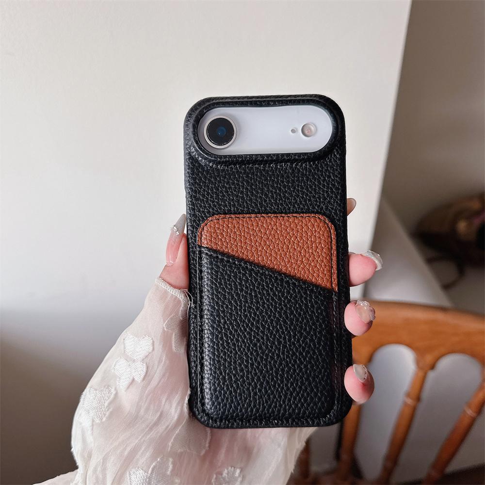 Color Collision Leather Wallet Card Slot Phone Case IPhone 17 Air 16E 16 Pro Max 15 14 Plus 13 Mini 12 11 Back Cover