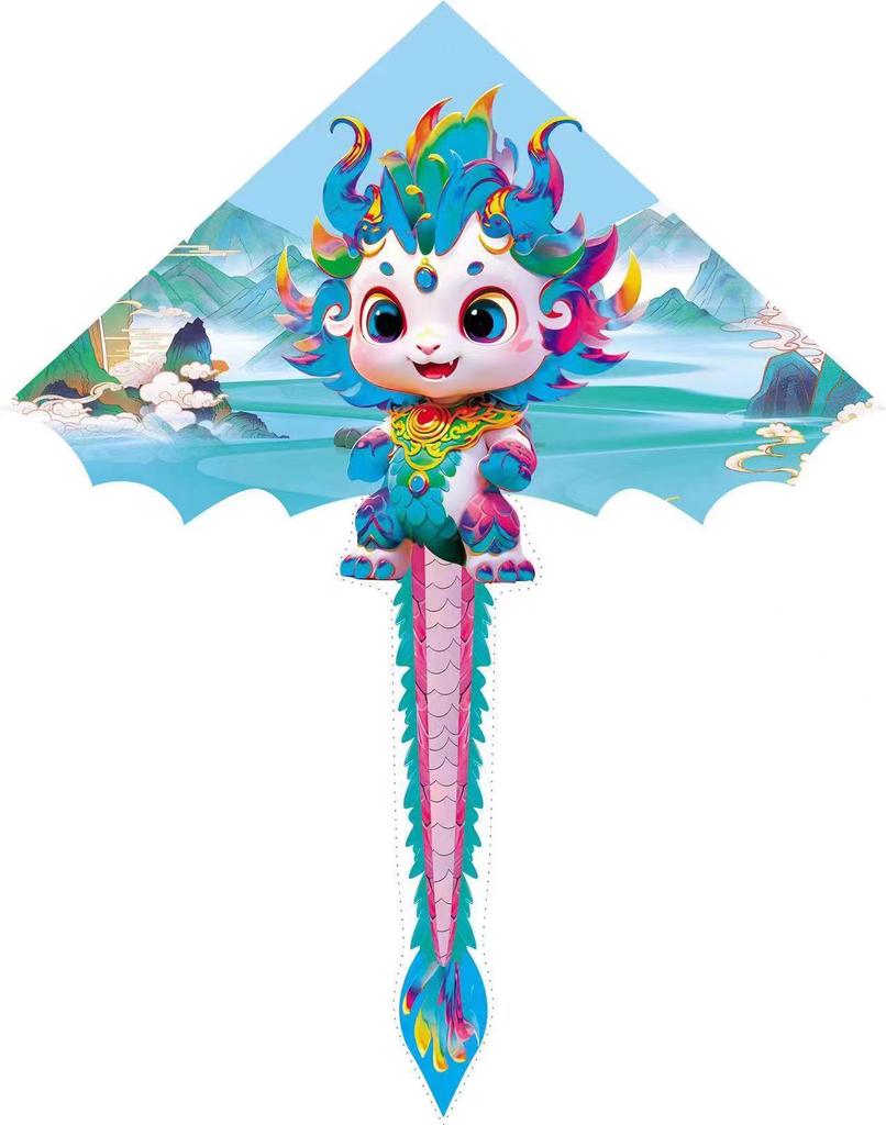 Traditional Weifang Delta-Winged Dragon Kite - Easy to Fly, Long-Tail Cartoon Toy for Children