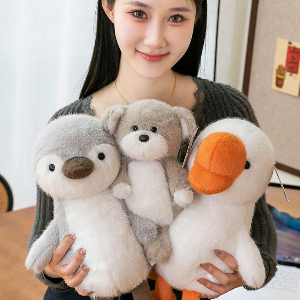 Interactive Dog Animals Plush Toys Fluffy Simulated Great White Goose Dolls  Home Decor