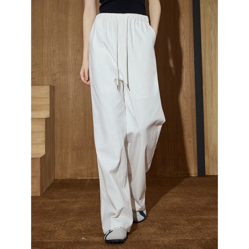 Coolhut Versatile Loose Elastic Waist Drawstring Wide-Leg Pants Straight Drawstring 26 Spring/Summer New Women's Casual Pants