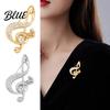 Spilla Decorazione Donna Scintillante Strass Intarsiato Forma Nota Musicale Anti-Esposizione