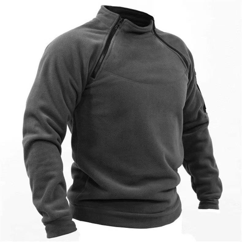Men's Tactical Stand-up Collar Zipper Hoodie Fleece Jacket