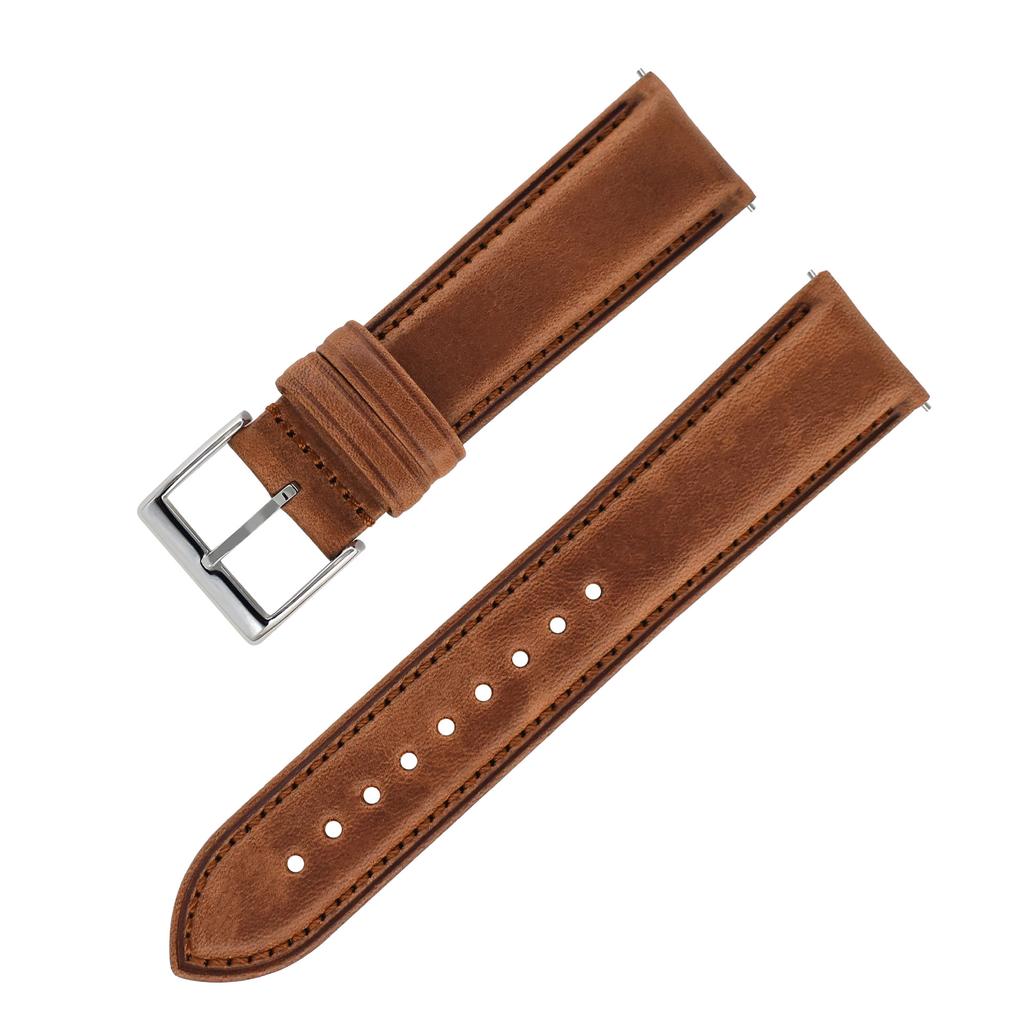 Applicable To Samsung Huawei Genuine Leather Strap For Men And Women, Quick Release Raw Ear 2022Mm Oil Wax First Layer Cowhide Strap Leather
