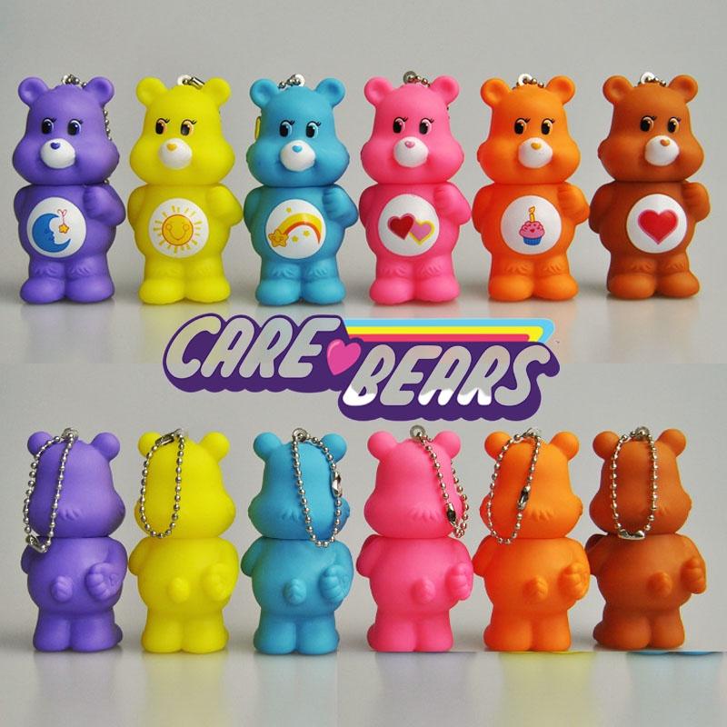 PVC-Kunststoff Care Bears Schlüsselanhänger Spielzeugfiguren Tasche Anhänger Kinder Weihnachten Geburtstagsgeschenk