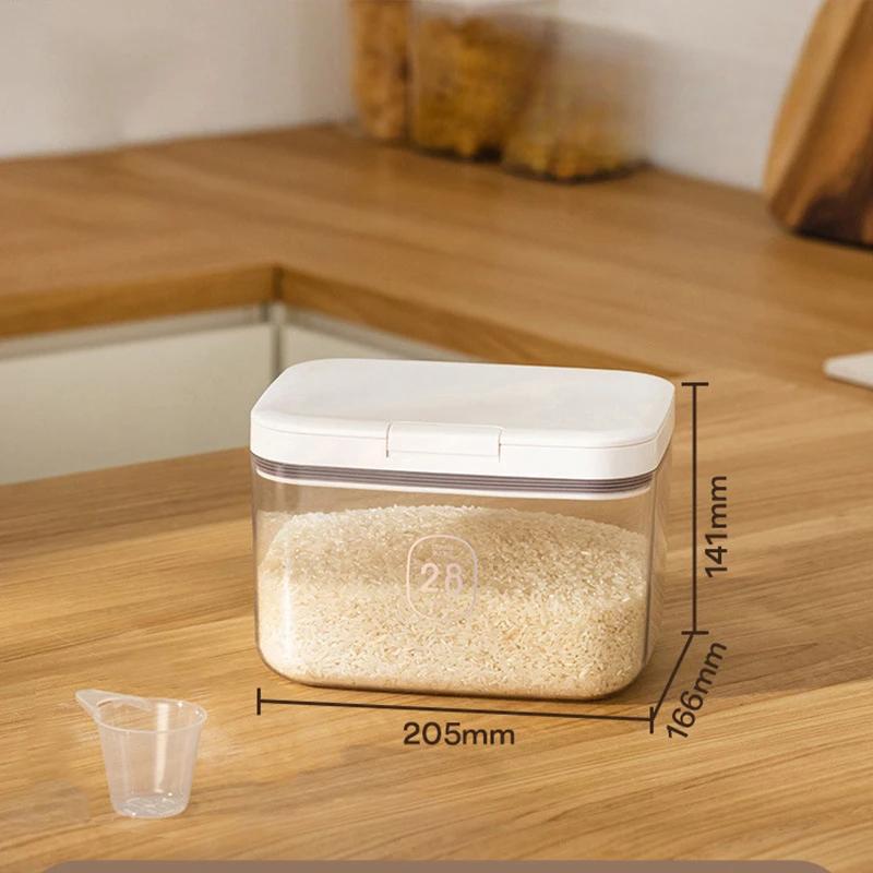 

Большая вместимость кухонного герметичного ящика для хранения, многофункциональная банка для хранения муки и стирального порошка, влагостойкий органайзер