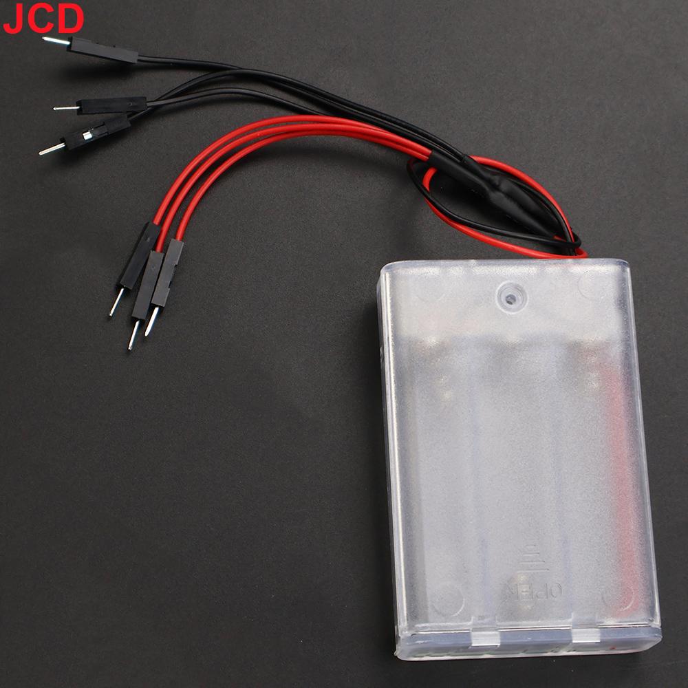 JCD 1pcs 3V 4.5V 6V AA Terminal Wire Transparent Battery Box with Cover Switch Male/Female Connector DIY Craft Model Accessories