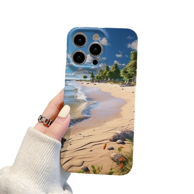 Summer Blue Sky Beach Full Pack Film Phone Case Hard Case for IPhone15pro for Apple Phone Case Ins Style