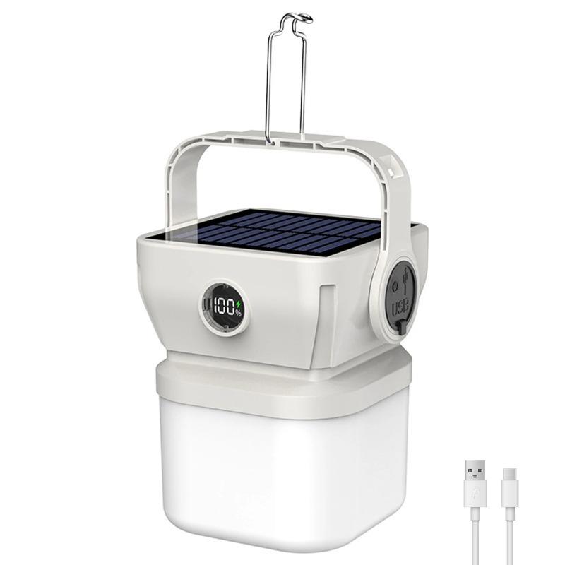 Solar Camping Lamp Portable Outdoor Tent Light Night Emergency Lights Type-C Rechargeable Lantern with Hook Tent Lamp Campinglight