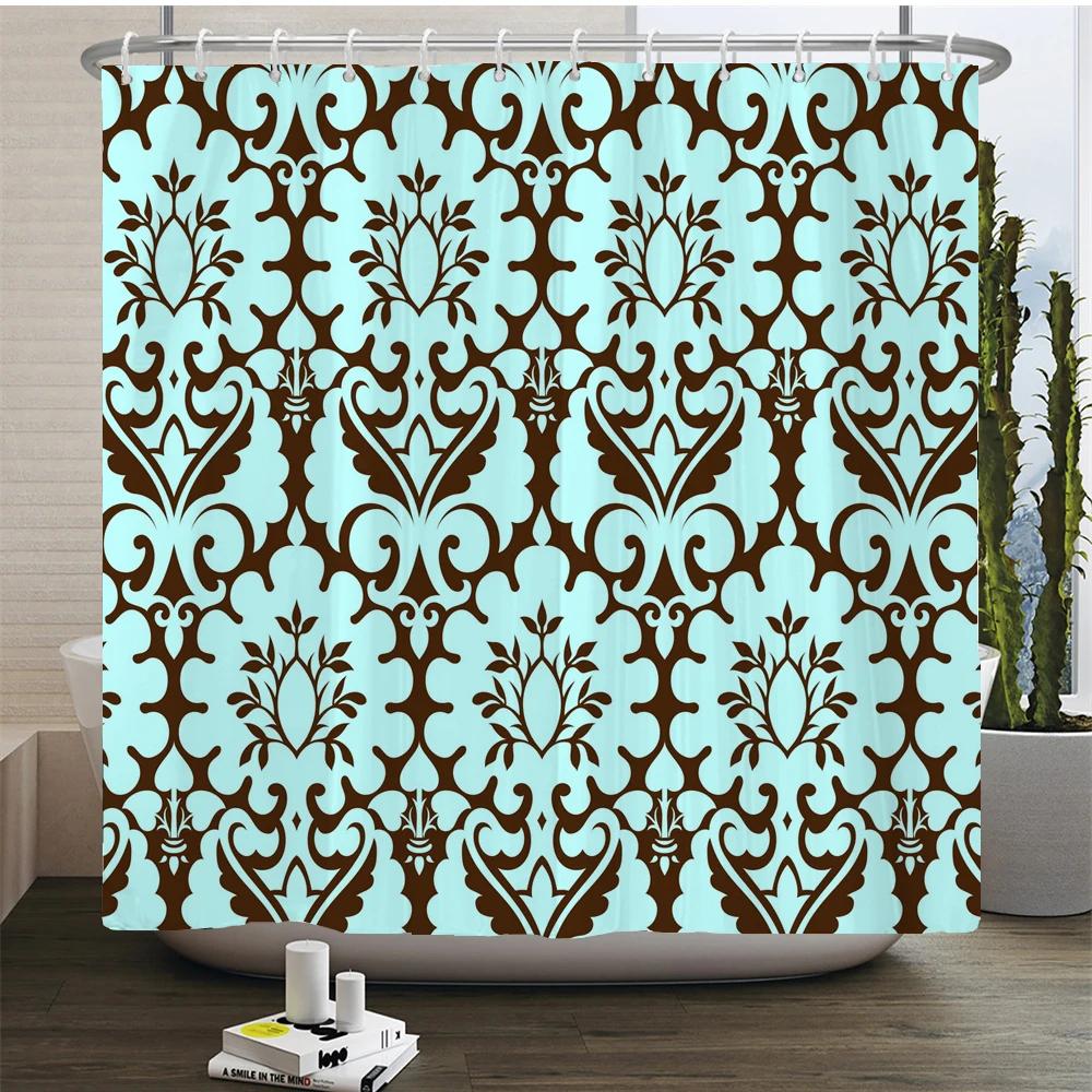 Chinese Flower Bird Shower Curtains Set Printing Waterproof Polyester Leaves Shower Curtains Bathroom Home Decor Mat 180x200CM