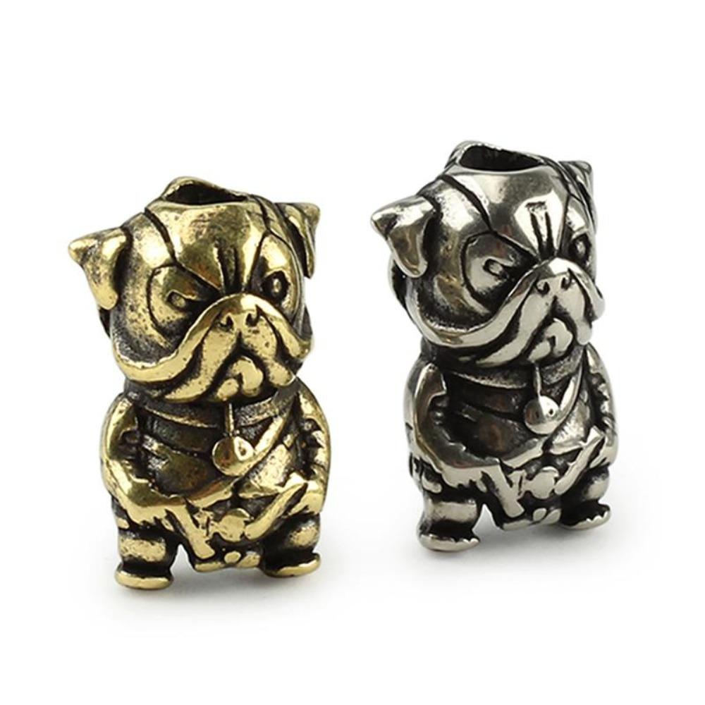 DIY Small Dog Knife Beads Pendant Vintage Brass Copper Paracord Bead