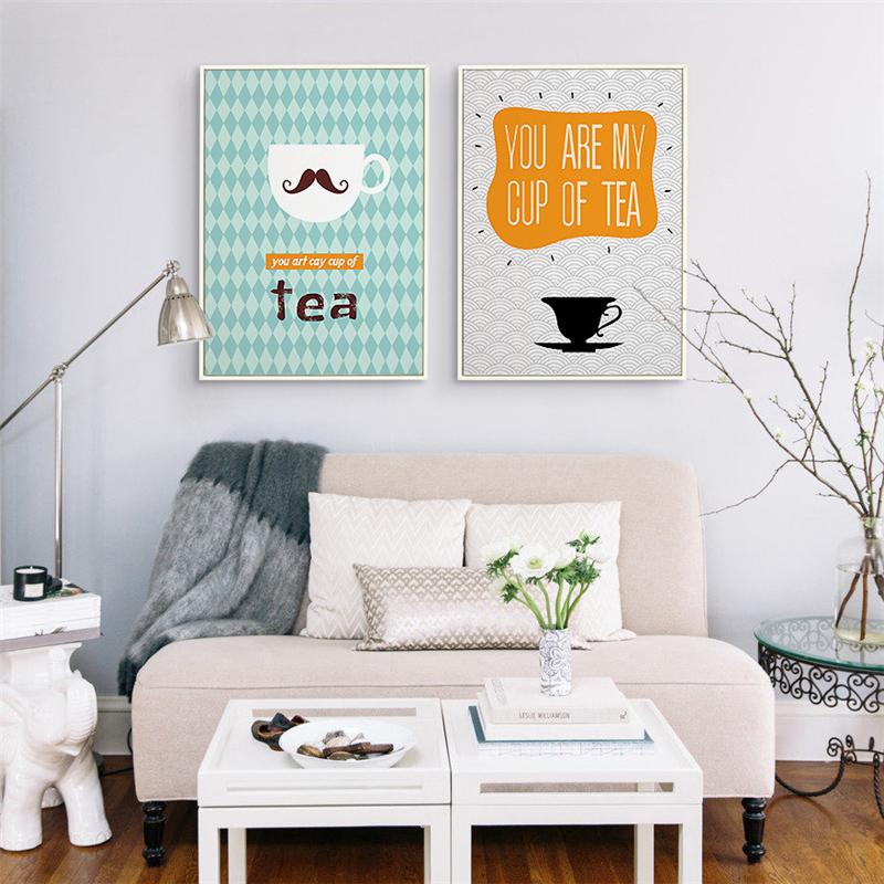 3 Panel Nordic Bilder Tee Kaffee Moderne Abstrakte Druck Leben Zitate Triptychon Modulare Leinwand Malerei Wohnzimmer Dekor
