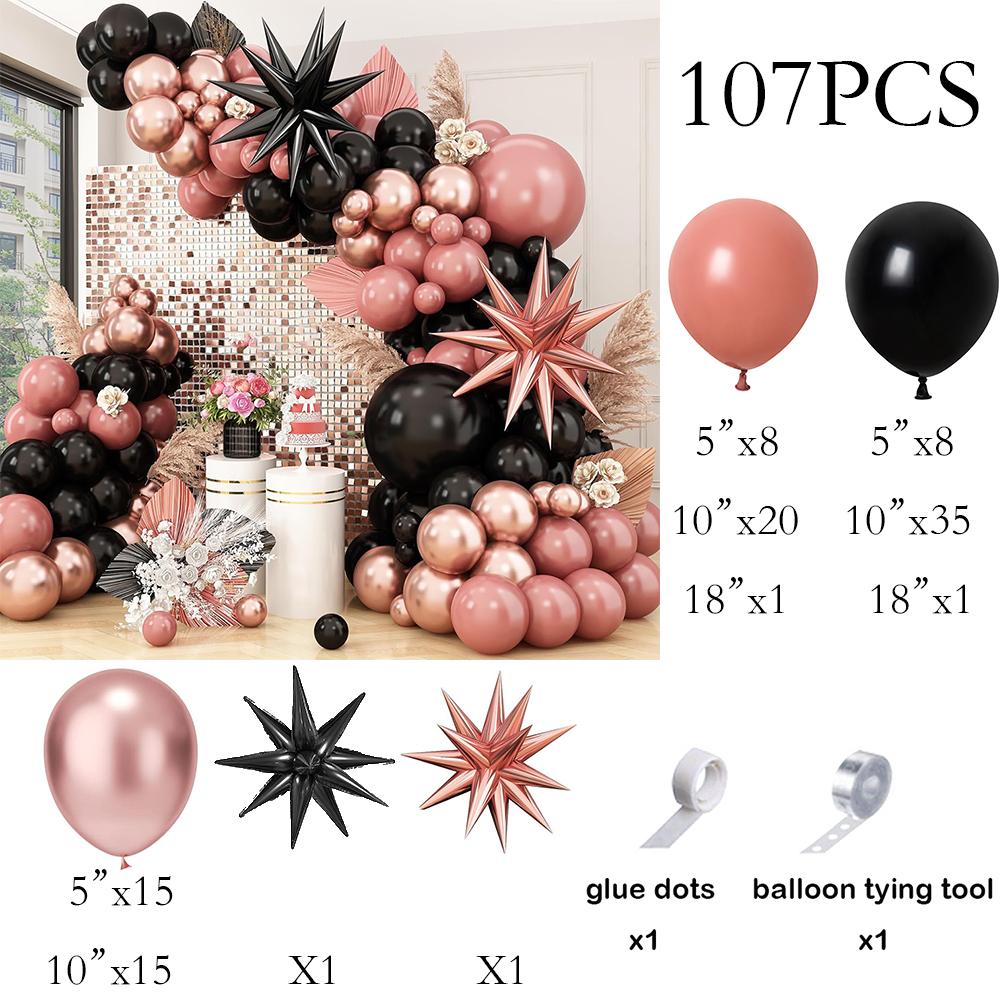 

Retro Pink Balloons Garland Black Rose Gold Ballon Arch Kit Black Rose Gold Explosion Star Foil Globos Wedding Shower Decoration AS Picture
