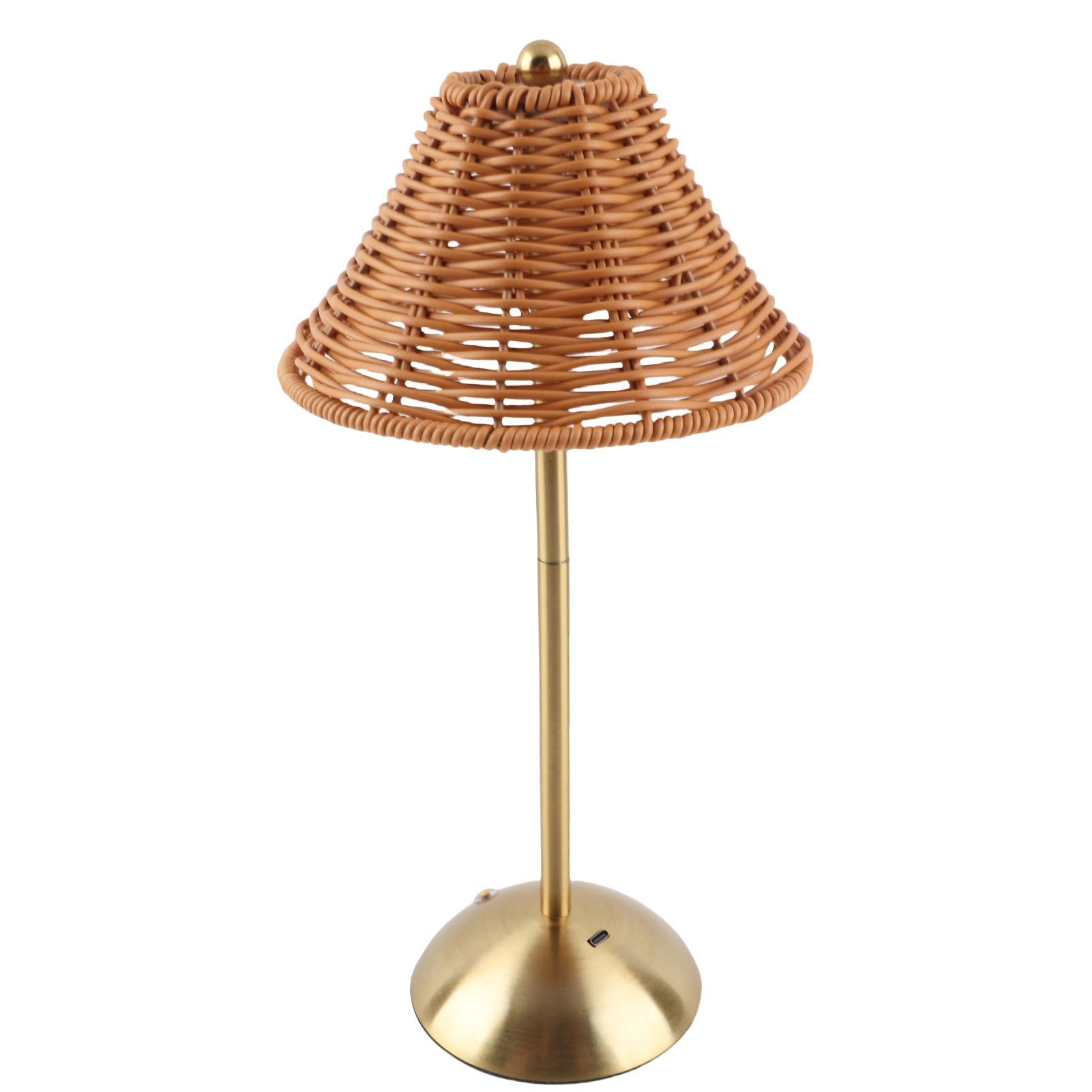 

Cordless Boho Rattan Table Lamp Rechargeable Dimmable LED Bedside Lamp Decorative Lighting for Home Restaurant Hotel