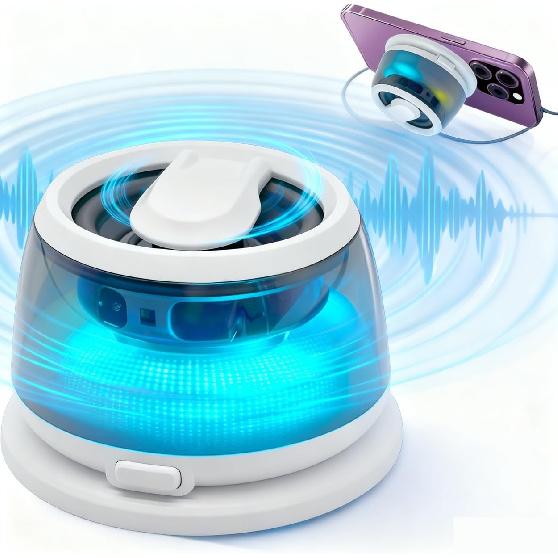 agnetic Bluetooth Speaker with LED Light & Phone Holder, Mini Portable Stereo Speaker with Built-in Mic, TWS Pairing, for iPhone,Shower,Camping,