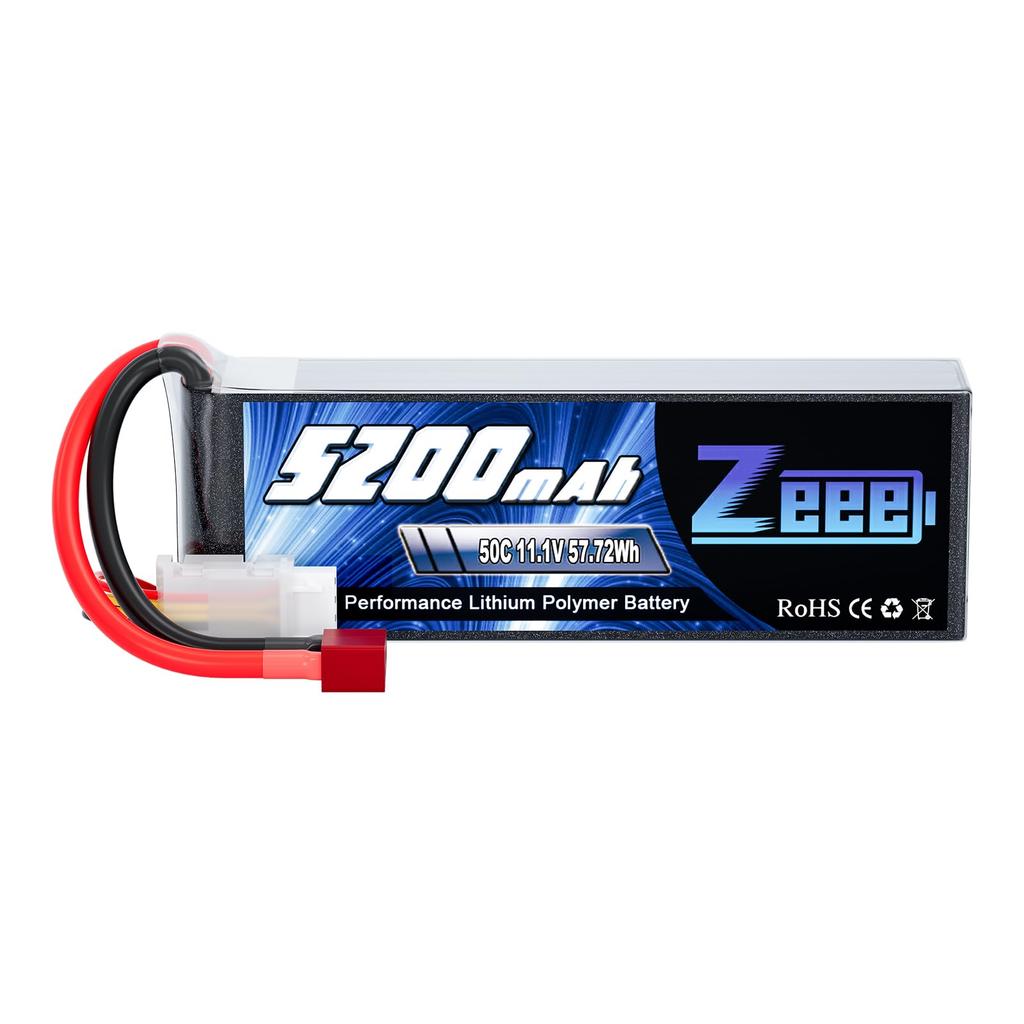 Zeee 3S 11.1V 50C 5200mAh LiPo Battery with T-Plug, High Capacity for RC Drones, RC Cars, RC Trucks, and More