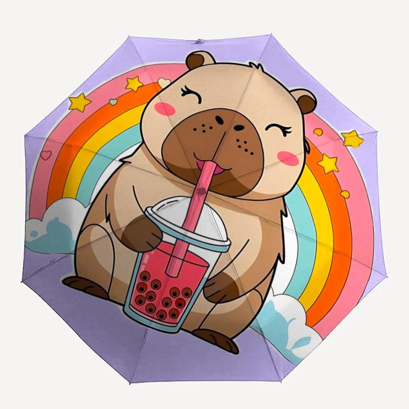 1pc Capybara Auto Folding Umbrella, Sturdy And Durable Automatic Folding Umbrella with 8 Ribs, Convenient for Outdoor Use072