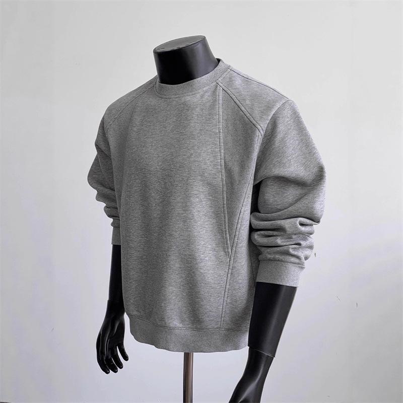 Men's Plus Size Heavyweight Crewneck Hoodie - Fleece Lined, Loose Fit, Long Sleeve, Trendy for Autumn and Winter