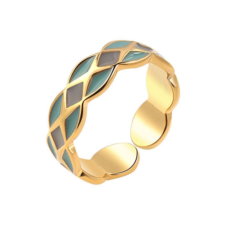 

ANENJERY французские масляные двухцветные кольца с ромбами для женщин, уникальные индивидуальные кольца, ювелирные изделия