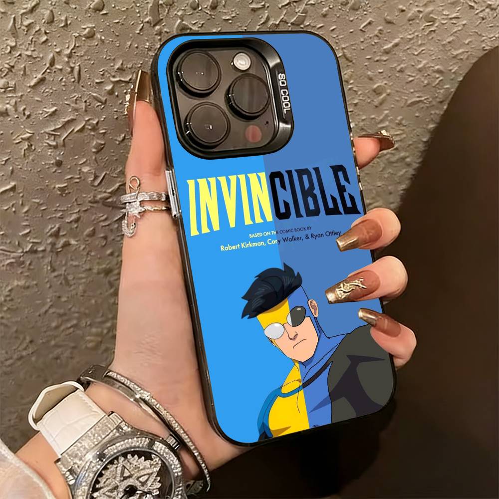 Cartoon I-Invincible  Phone Case For iPhone 17,16,15,14,13,12,11 Plus,Pro Max,XS,Colored Silver Plated Inside Cover