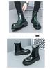Men's High-End Velvet-Lined Chelsea Motorcycle Boots - British Style, Thick-Sole, Height-Increasing, Warm for Autumn & Winter