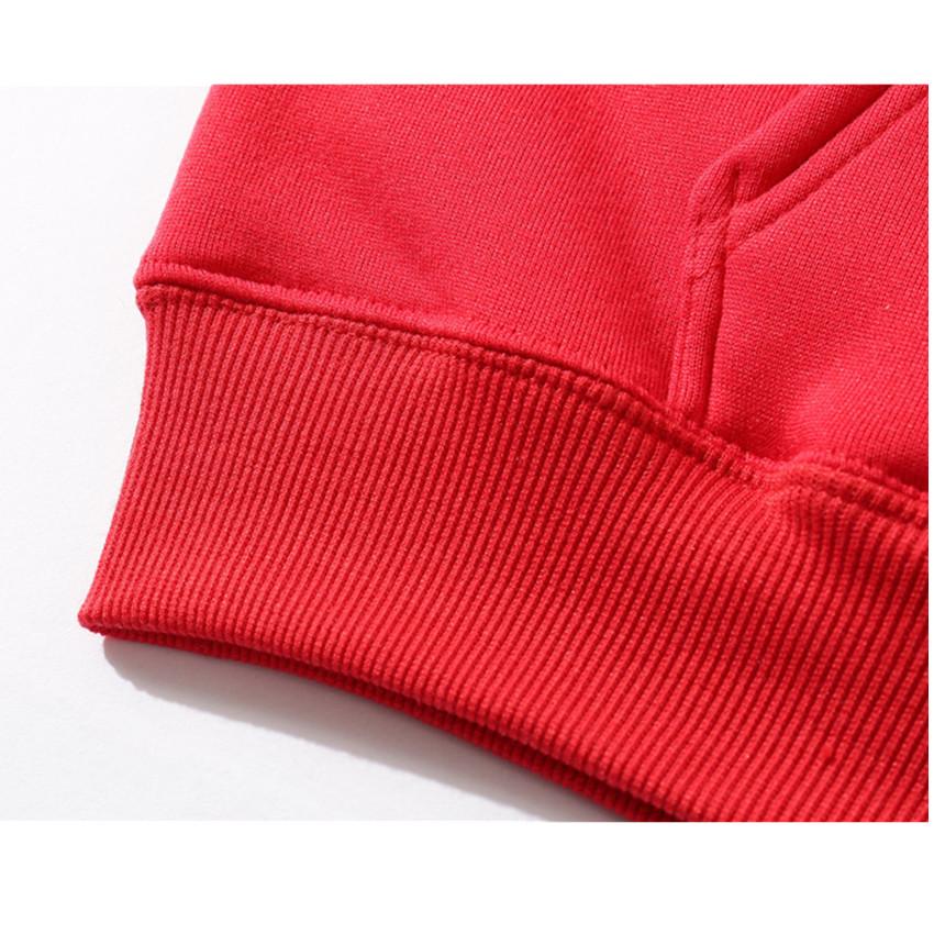 Unisex Solid Color Ribbed Cuff Hoodie Sweatshirt