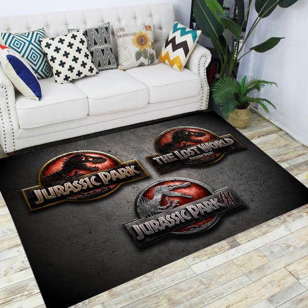 Jurassic Park Dinosaur Cartoon Carpets Rugs Non-slip Area Rug for Living Room Bedroom Foot Pad Decoration,Child Game Floor Mat