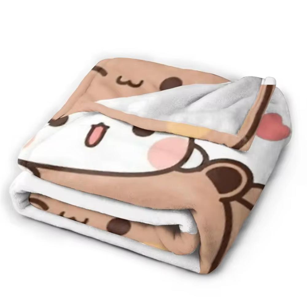 Cartoon Print Bear and Pa Blanket Cute Bubu Dudu Series Kids Warm Flannel Soft Comfortable Home Bed Blanket