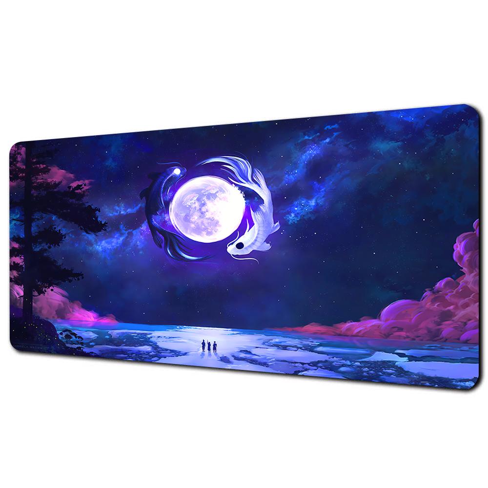 Fish XXL Lock Edge Mousepad Koi Taichi Neutral Large Gaming Desk Mat Keyboard Mats Mouse Mat Beast Desk Pad For Gift Mouse Pad