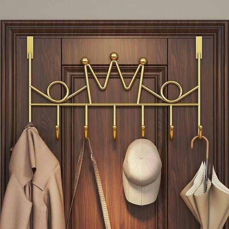 Non-Punch Behind-the-Door Hook Rack for Bedroom, Hall, Entry; Perfect for Clothes, Bags, and Keys