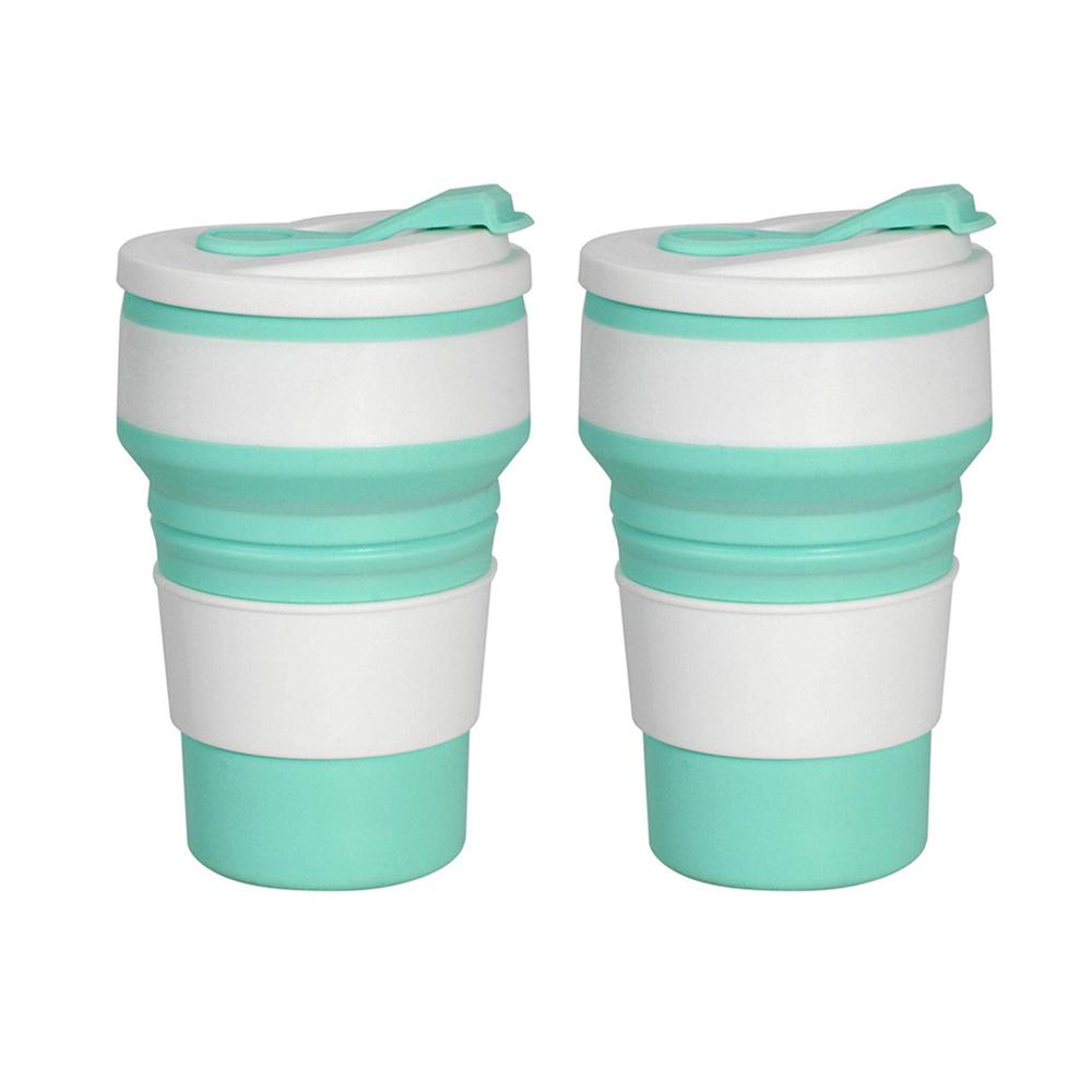 12 Oz Kullanımlık Silikon Katlanabilir Kapaklı Bardak Kamp için 350 ml 500 ml Taşınabilir Katlanır Kahve Fincanları Seyahat için