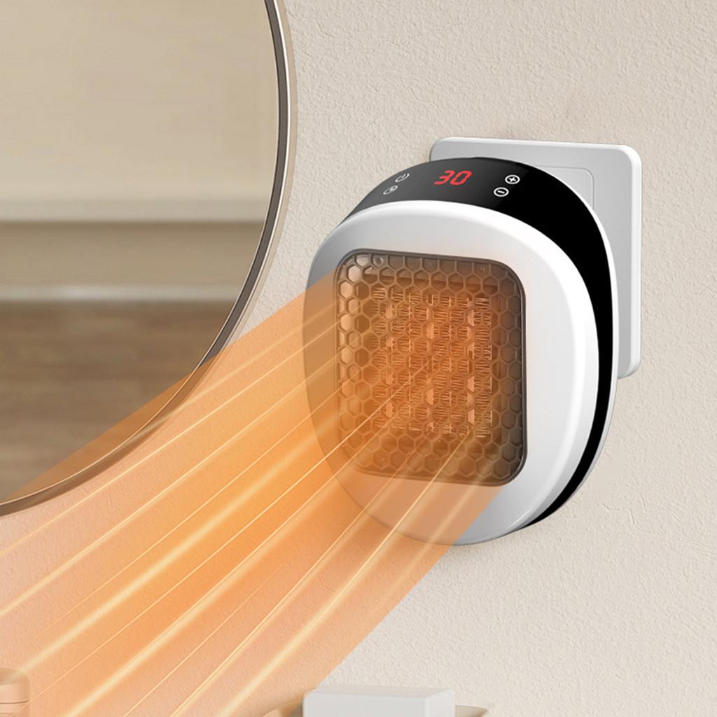 Wall Outlet Space Heater 600W Small Electric Wall Heater with Remote 12H Timer Portable Electric Heater for Bathroom Office Bedr