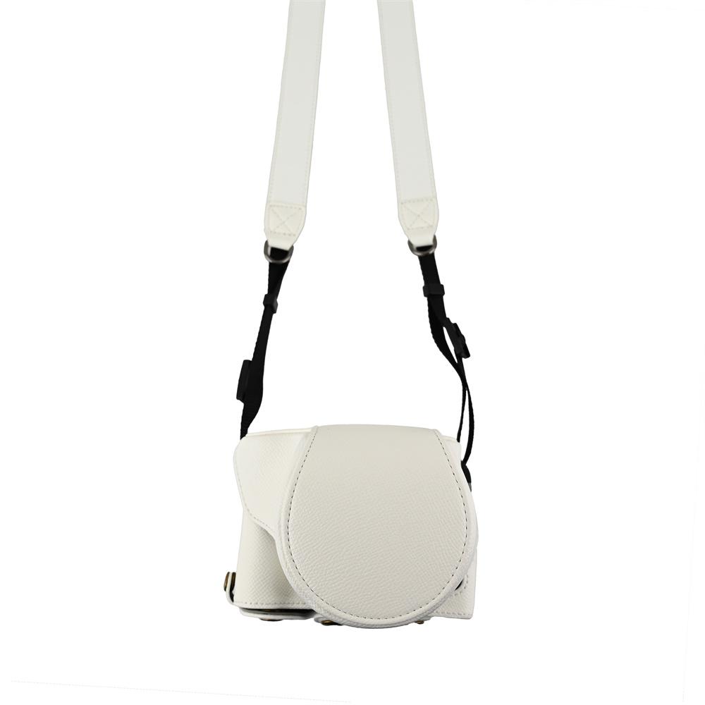 

Luxury Palm Print PU Leather Camera Bag Case For Canon EOS R50V 14-30mm Lens Bottom Opening Full Body Cover With Strap