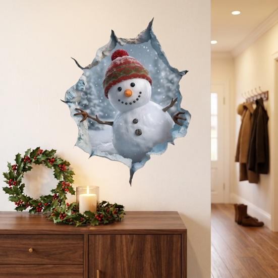 3D Holiday Wall Art Christmas Stickers, Decals for Living Room Bedroom And Party Decorative Stickers Decor, Removable PVC Festive Home Entrance