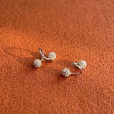 Shambala Earrings Full of Diamond Ball Spiral Earrings Screw Earrings Temperament High-end and Fashionable