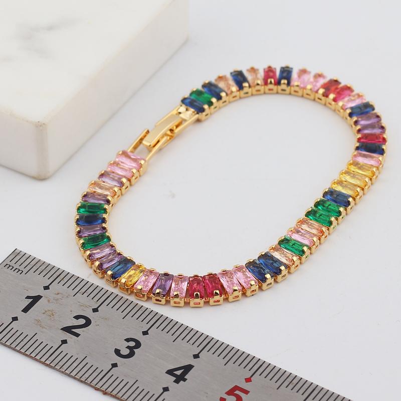Women's Gold Colorful Choker Necklace Shiny Rainbow Crystal Zircon Tennis Chain Statement Jewelry Dropshipping